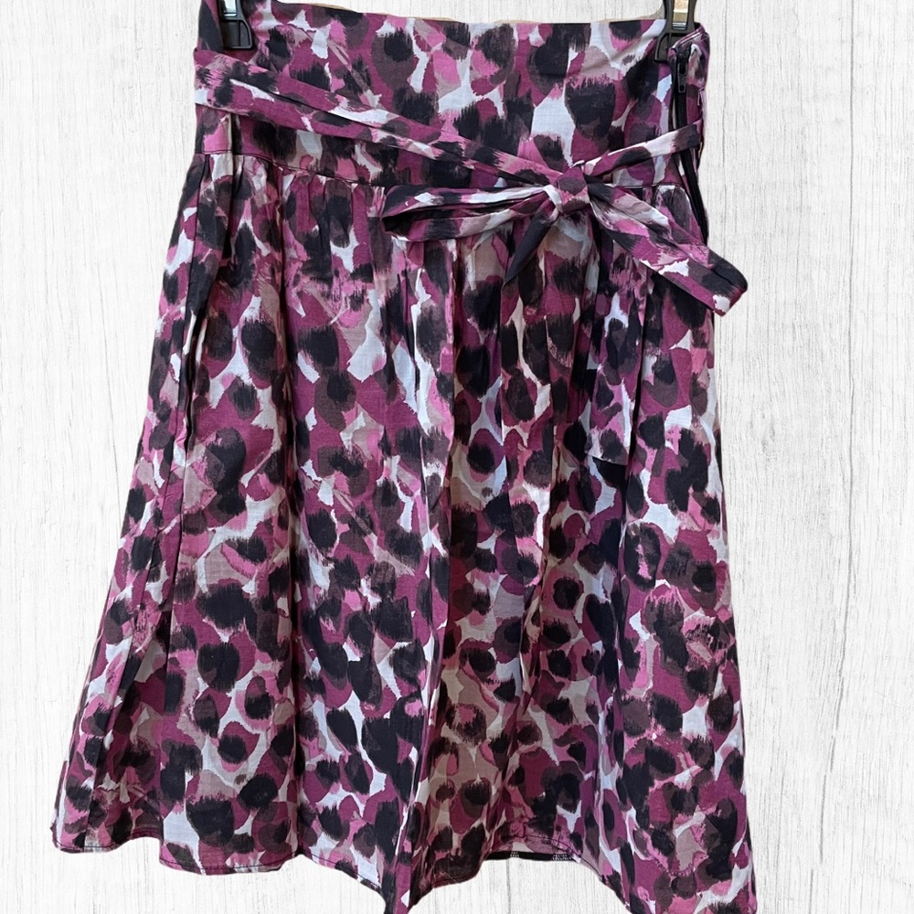 H&M Pink Animal Watercolor Print Midi Skirt